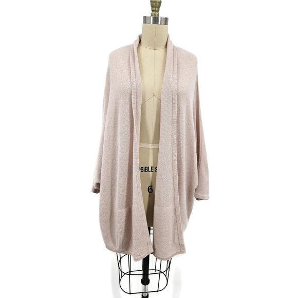 Neiman Marcus Cashmere Light Pink Sweater Womens L/XL Open Front Shawl